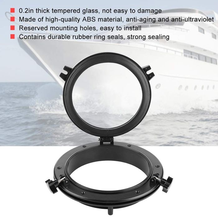 Hublou barca ,yacht Rotund Negru GAESHOW 26,5 CM