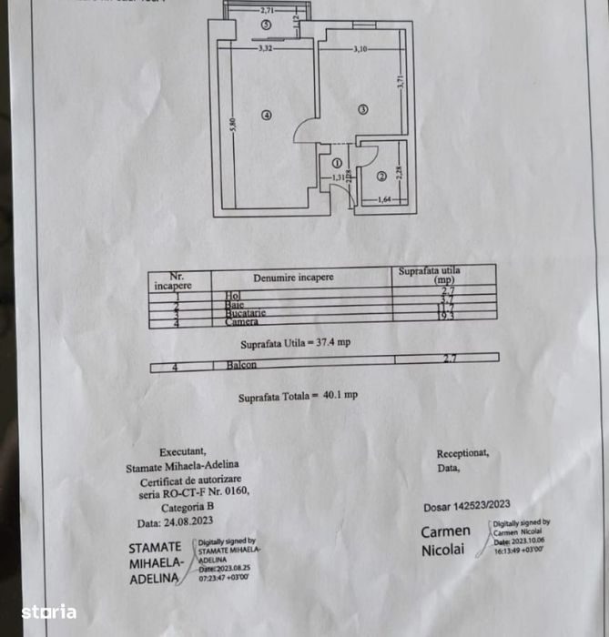 Garsoniera decomandata cu bucatarie inchisa si balcon