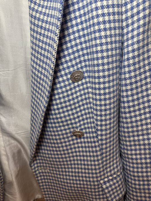 Пепитено синьо-бяло сако ZARA