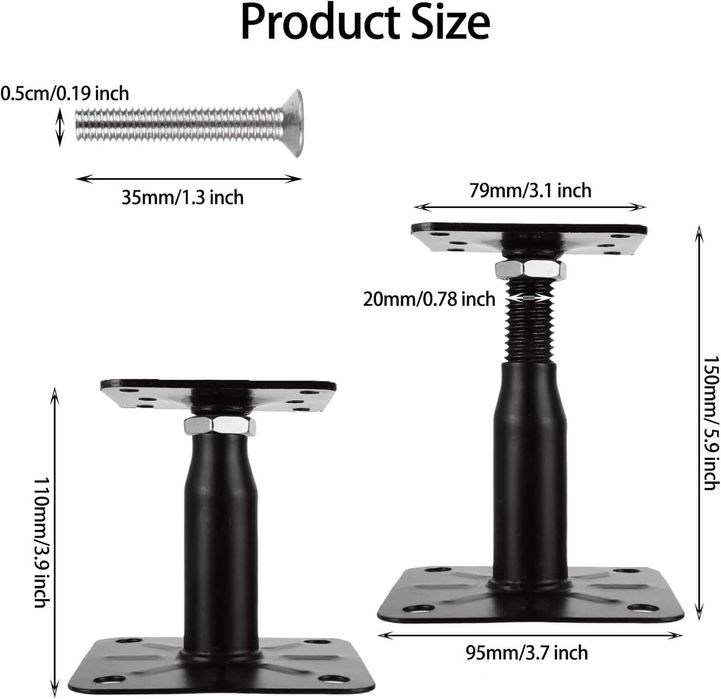 Suport stalp regtabil, Akolafe, 10-15cm, 75x95mm, otel