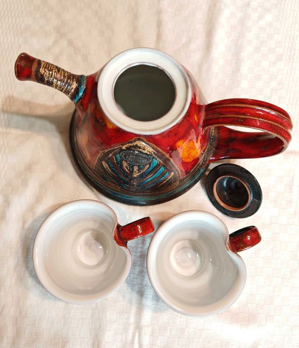 Разкошен Рядък Ръчна Изработка Чай/Кафе Сервиз hand made DANKO 1990те