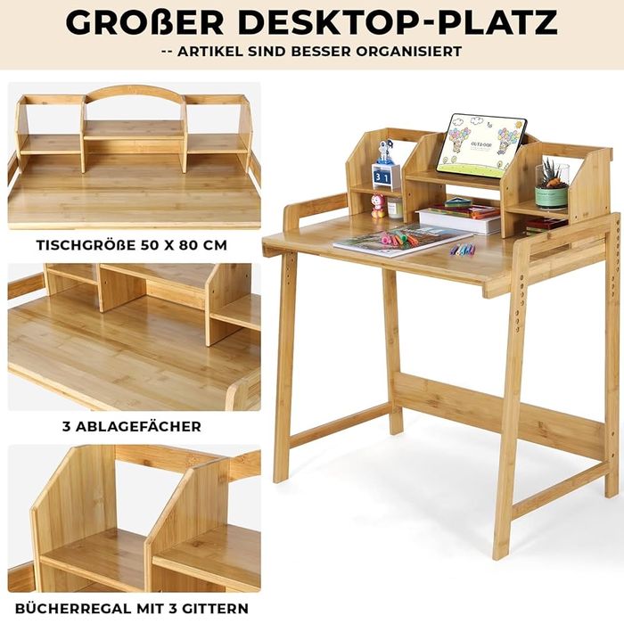 Детско-Бамбуково дървено бюро+столче