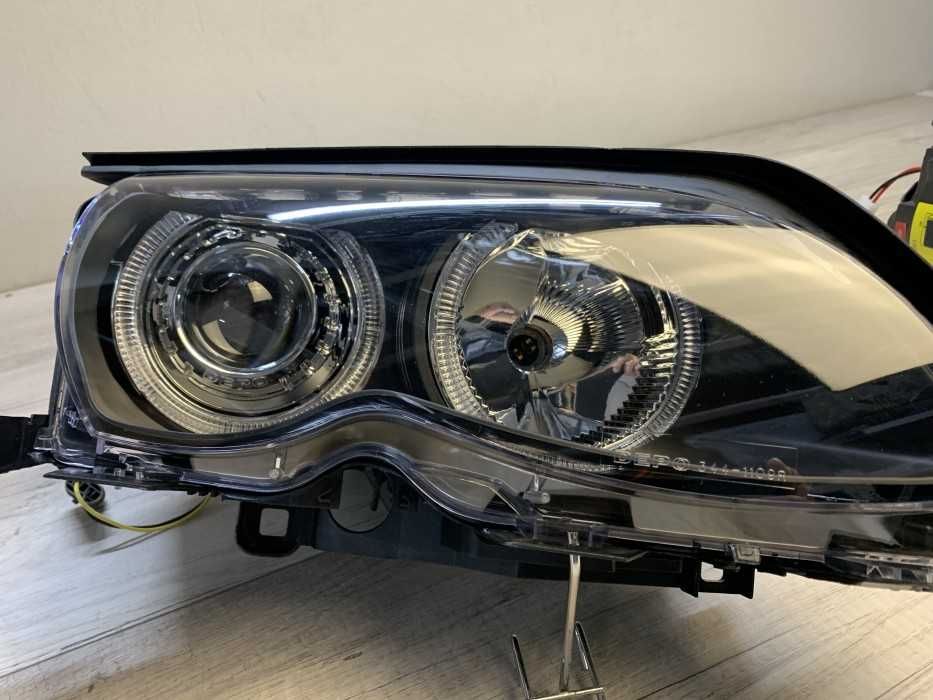 Far faruri BMW E46 FL Angel Eyes negru NOU