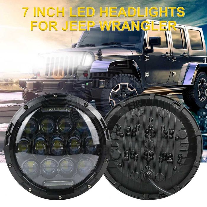 LED Фарове 7 инч 200W Фарове за Lada Niva Jeep Wrangler Cherokee KJ