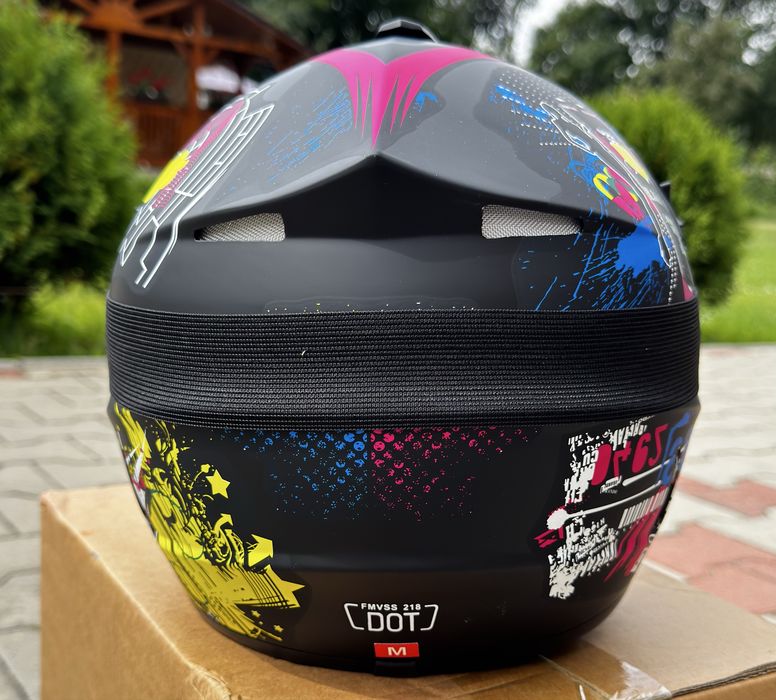 Set Cască Moto Cross/ATV M + Ochelari + Mănuși + Cagulă, Nou, Negru-Galben Mat