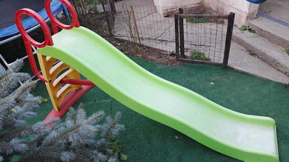 Tobogan mare pentru copii 2 metri, duza furtun apa, manere de prindere