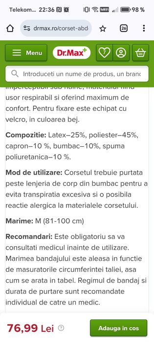 Centura postnatala, bej, mărime M