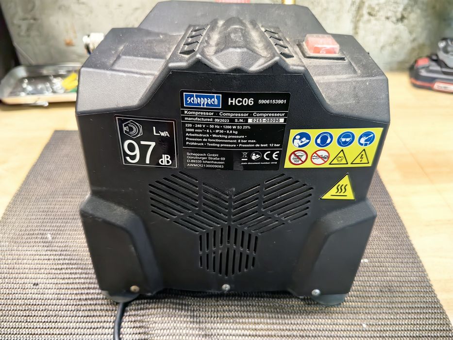 Монофазен безмаслен компресор Scheppach 190/08/6, 1.5 kW,