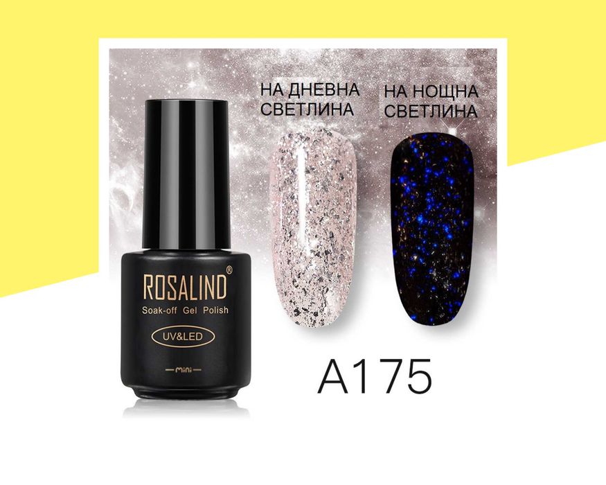 UV\LED Светещ брокатен гел лак ROSALIND
