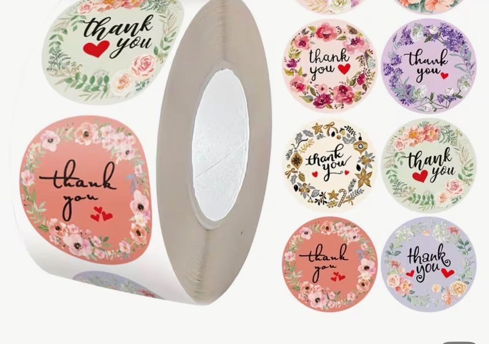 Autocolante pe rola cu thank you