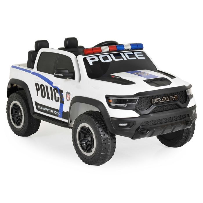 ТОП ЦЕНАНОВО!Акумулаторен джип RAM POLICE WHITE с 12V батерия,EVA гуми,сигнални светлини,USB,дистанционно