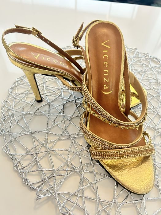 Sandale din piele, aurii, 39