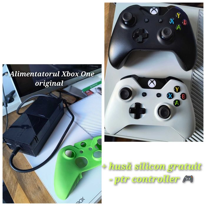 Xbox One, Alb, 500GB + 2 controllere + 13 jocuri – stare IMPECABILĂ !