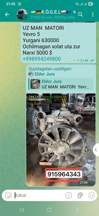 Assalomu alaykum man mator sotiladi sroshni