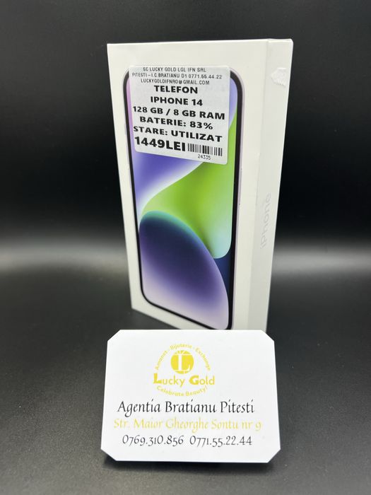 Telefon Iphone 14 128/8 gb baterie 83% cod 24335