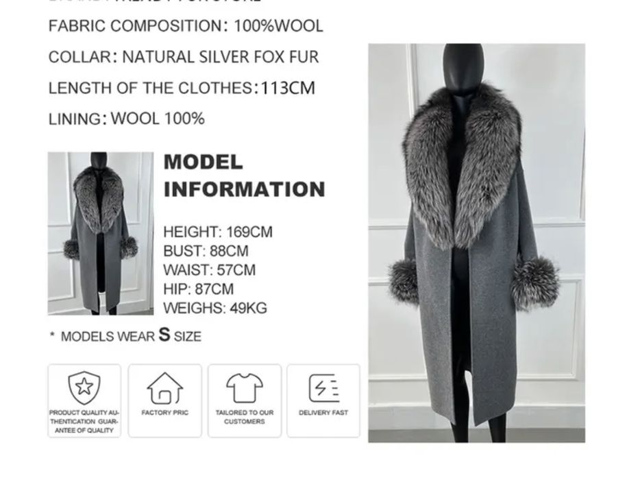 Palton cu blana naturala ( vulpe polara ) cea mai inatlta calitatea