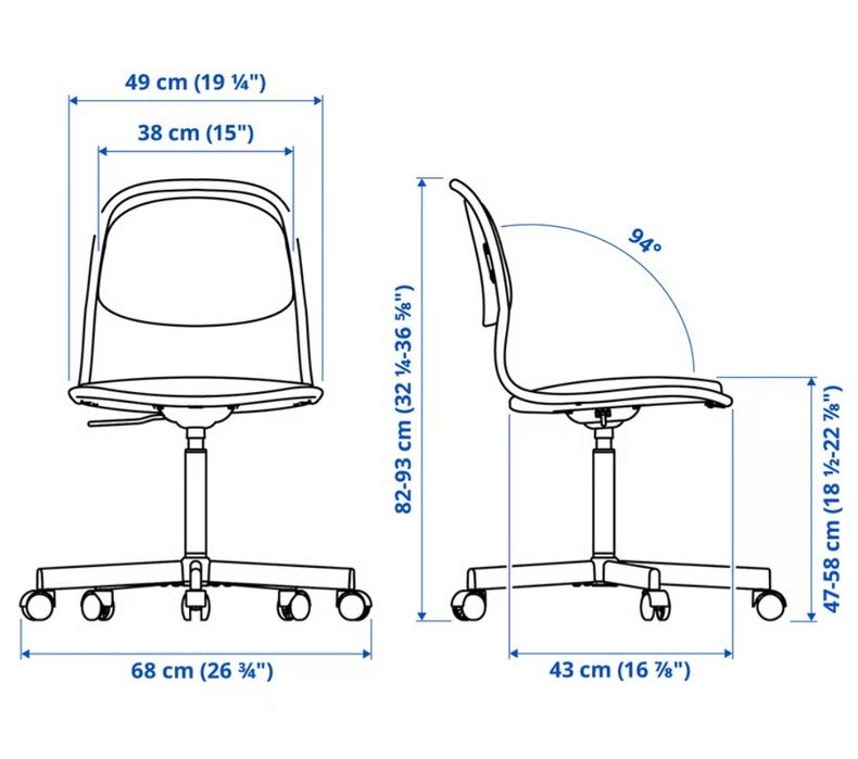 Scaun rotativ copii Ikea Vissle Orfjall cu 5 roti birou copil
