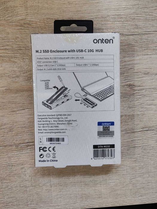 корпус с поддержкой M.2 NVMe onten-M232 USB