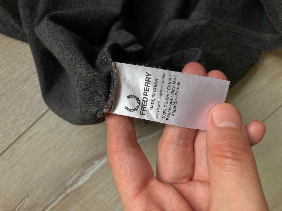 Fred Perry knitted pocket t shirt мъжка сива тениска размер L