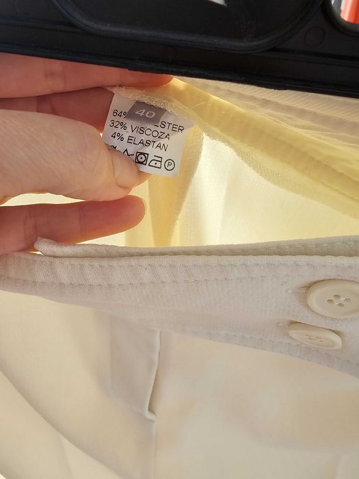 Pantaloni evazati albi (ivory) dama, marimea 40
