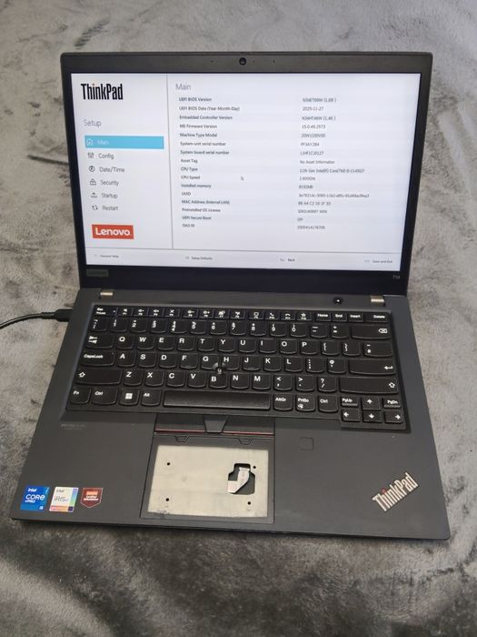 Componente Lenovo Thinkpad T14 gen 2  ,i5-1145G7 ,8gb RAM ,display 14 inch fhd ips curat  incomplet