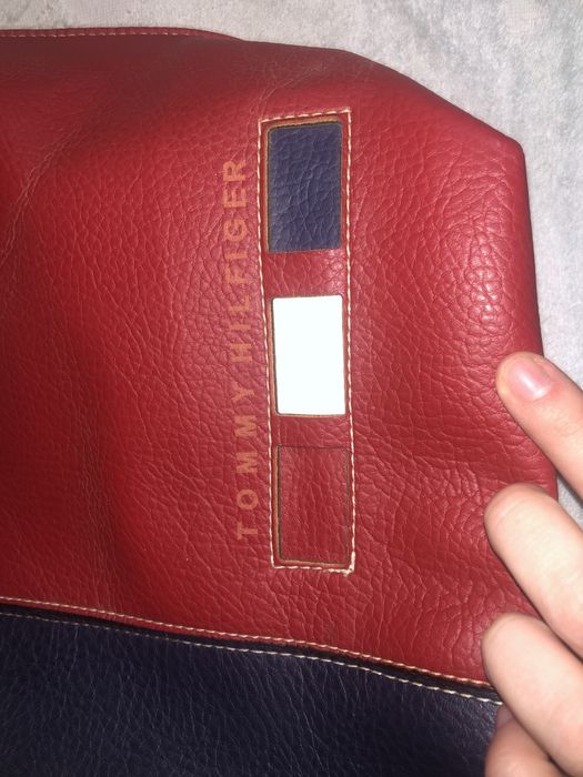 Geantă de piele toomy hilfiger