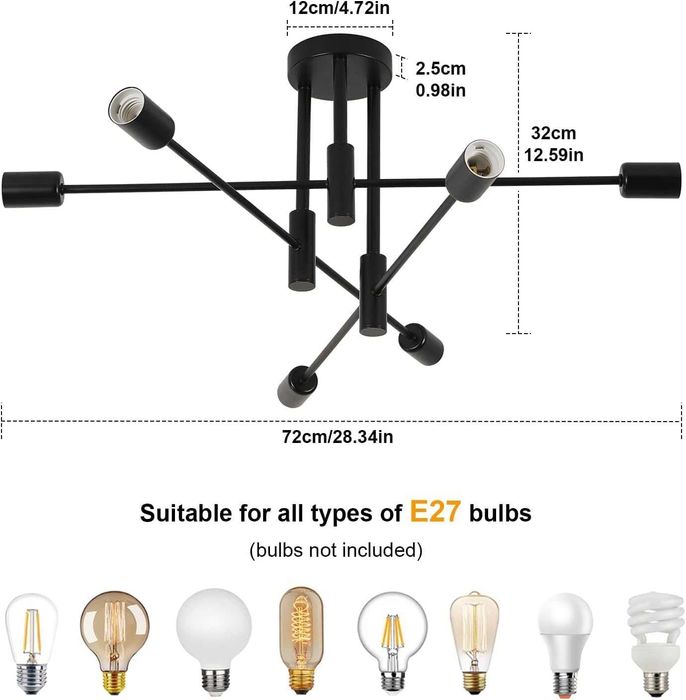 Lustra tip candelabru 6 brate negru