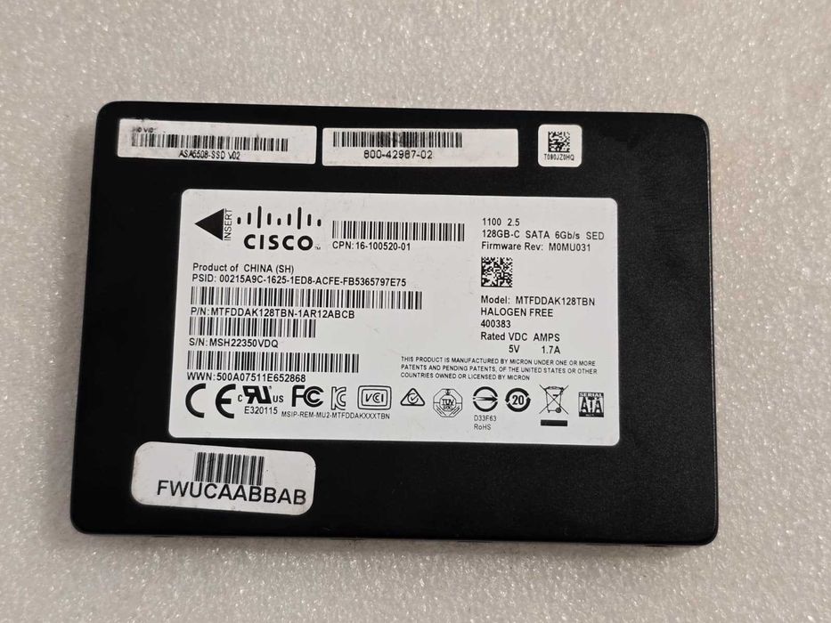 Solid-State Drive (SSD) Cisco 128GB SATA 6G 2.5" MTFDDAK128TBN