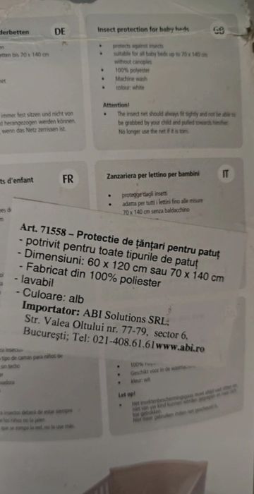 Plasă anti-țânțari pentru pătuț copil