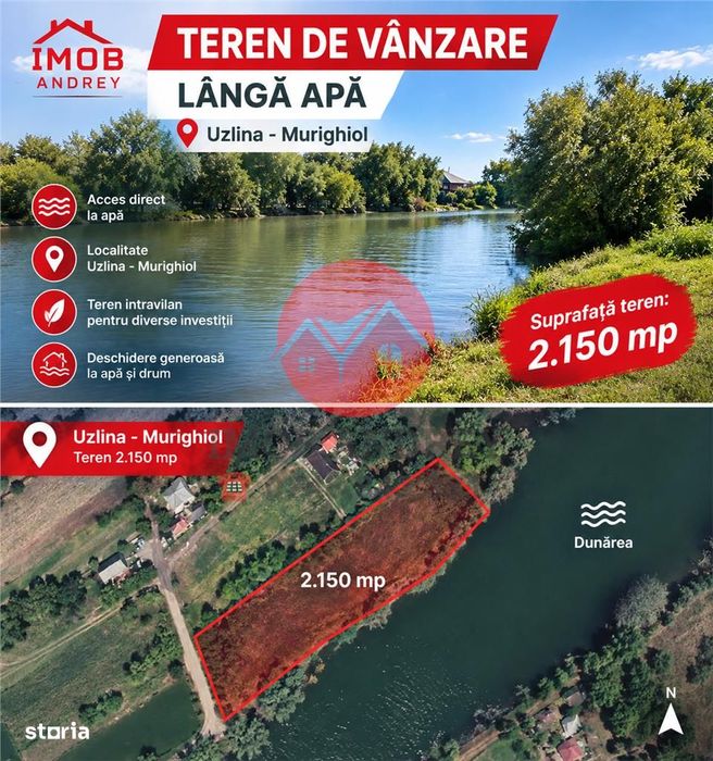 Teren intravilan Uzlina, 2.150 mp, langa apa – oportunitate unica