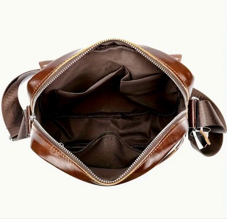 Мъжка кожена чанта /Ежедневна, обемна и елегантна, черна естест. кожа!