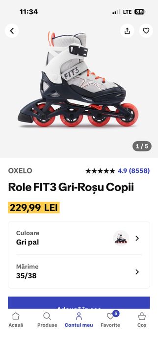 Role FIT3 Decathlon marime 35-38 ca noi