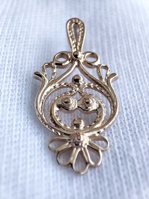 Pandantiv Aur retro 583 14K Rusia Rusesc Traditional Aur Rusesc Unicat