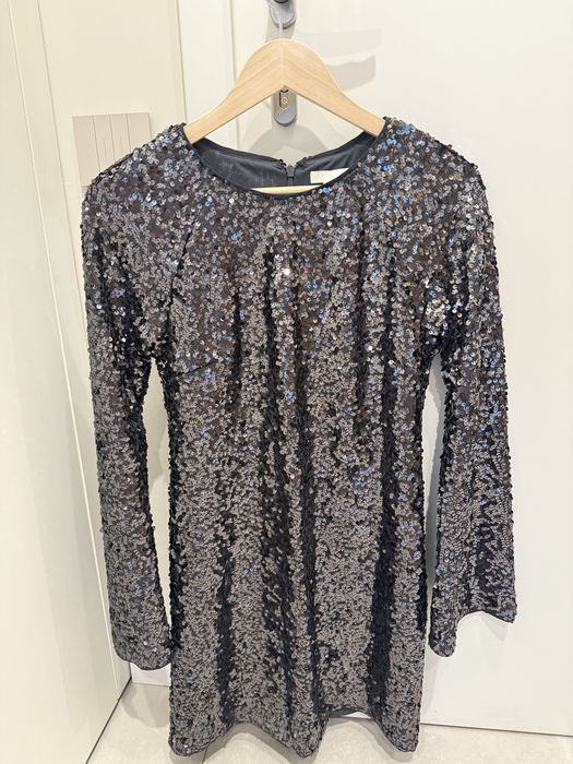 Рокля H&M - сива с пайети, XS