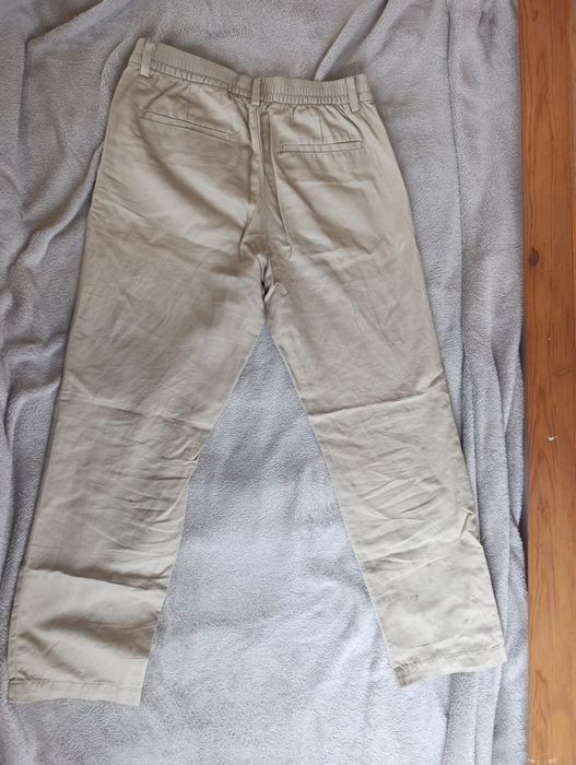 H&M Men's Beige Slim Fit Cotton Chinos Pantaloni / Blugi