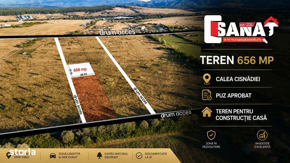 Teren 656 MP | Calea Cisnadiei | PUZ APROBAT | Zona Deosebita | VIDEO