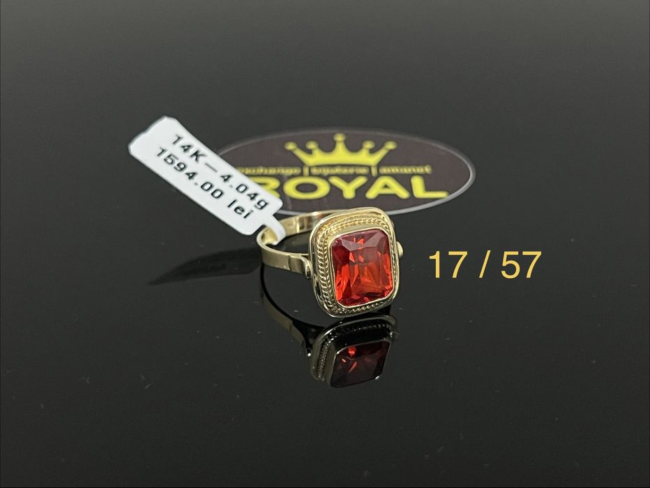 Bijuteria Royal CB : Inel dama poatra rosie aur 14L 585  4,04 gr