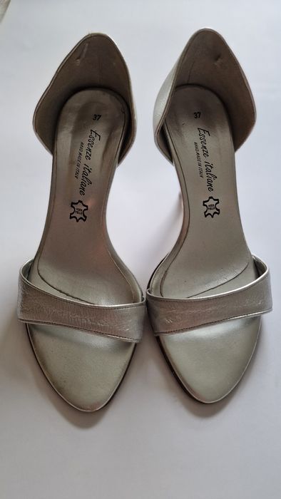 Sandale argintii piele interior exterior