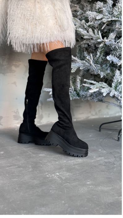Женские  черные ботфорты