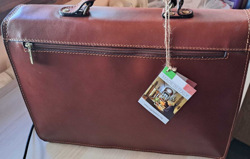 Чанта луксозна от естествена кожа (мъжка)