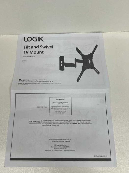 ТВ стойка LOGIK LFMM16 Full Motion TV Bracket 43 Inches