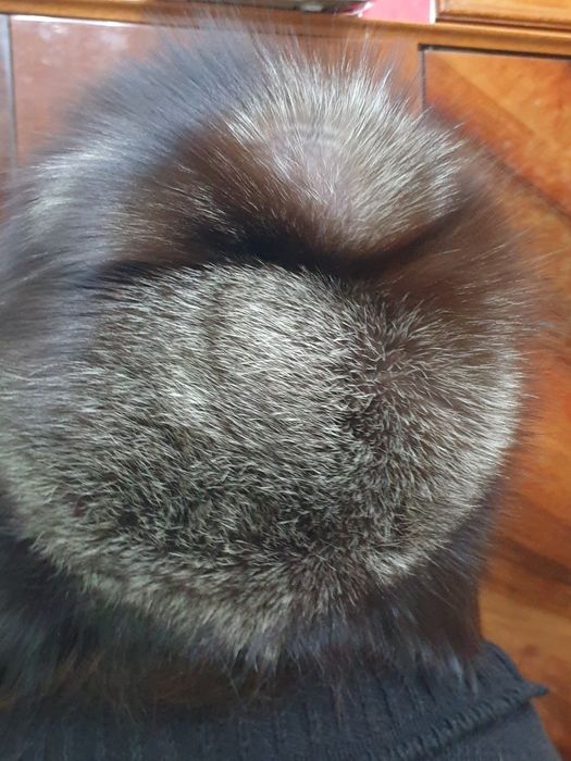 Шапка ушанка.Натуральный мех чернобурки.