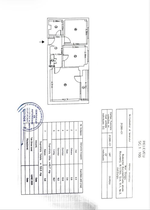 Apartament 2 camere de vânzare – Ultracentral Giurgiu, etaj 1, vizavi de Liceul Maiorescu