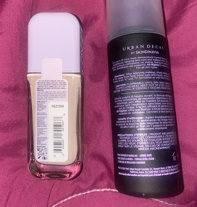 Maybelline super stay lumi matte, urban decay all nighter, l’oreal