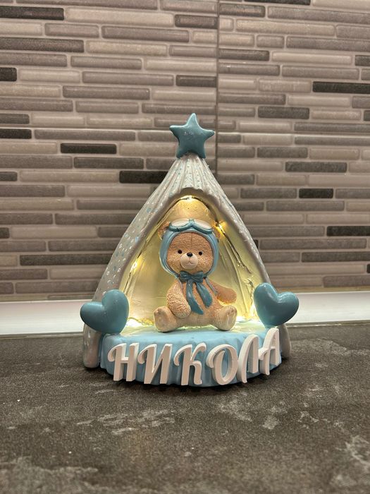 Персонализирана детска лампа с мече