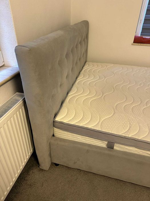 Pat tapițat + saltea DreamZone 160x200 somieră rabatabilă