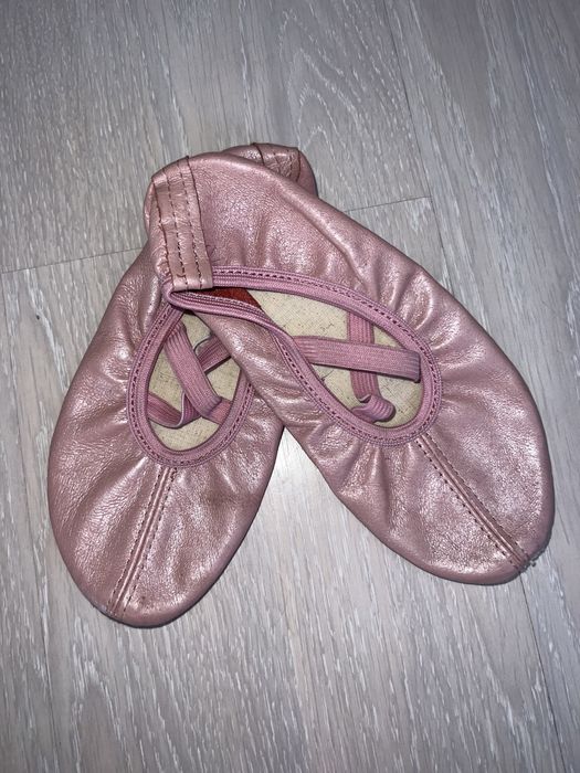 Balerini piele roz cu barete/elastic
