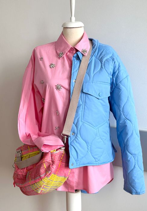 Късо светло синьо кроп яке Asos