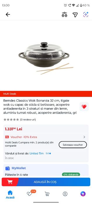 Tigaie Wok Berndes 32 cm cu capac – nouă / sigilată