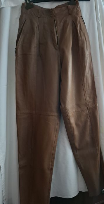 Pantaloni Vintage TOGETHER! Piele Naturală Maro - Mărimea 34 (XS)